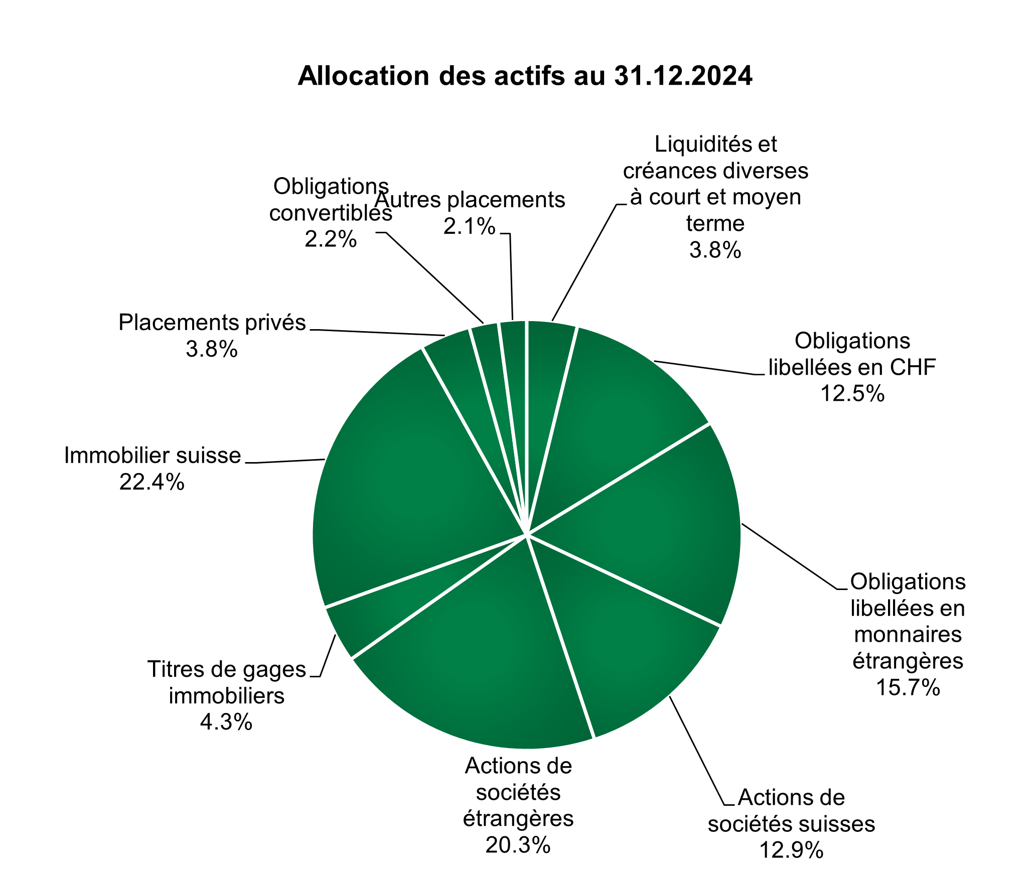 Allocation des actifs au 31.12.2024